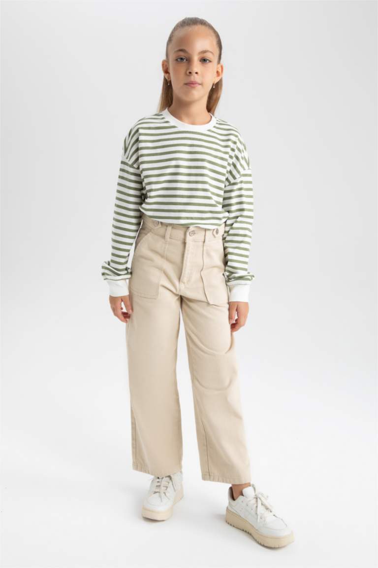 Girl Wide Leg Wide Leg Cotton Trousers