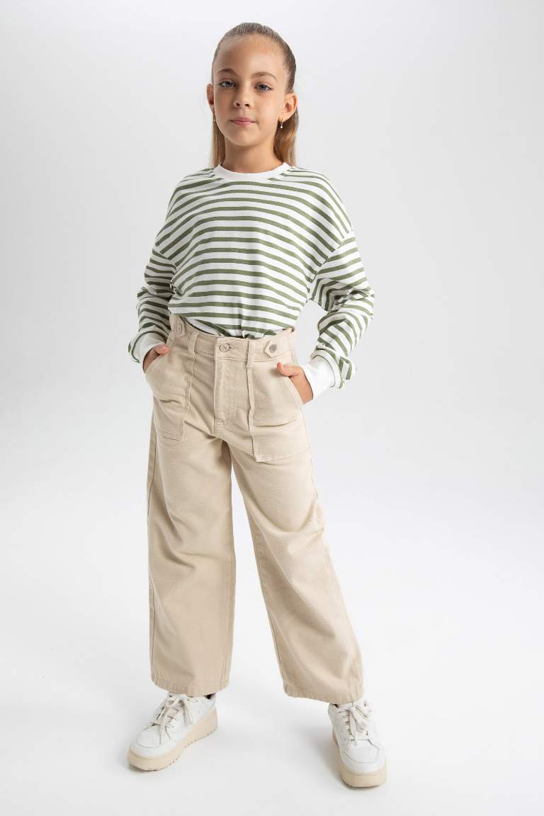 Girl Wide Leg Wide Leg Cotton Trousers
