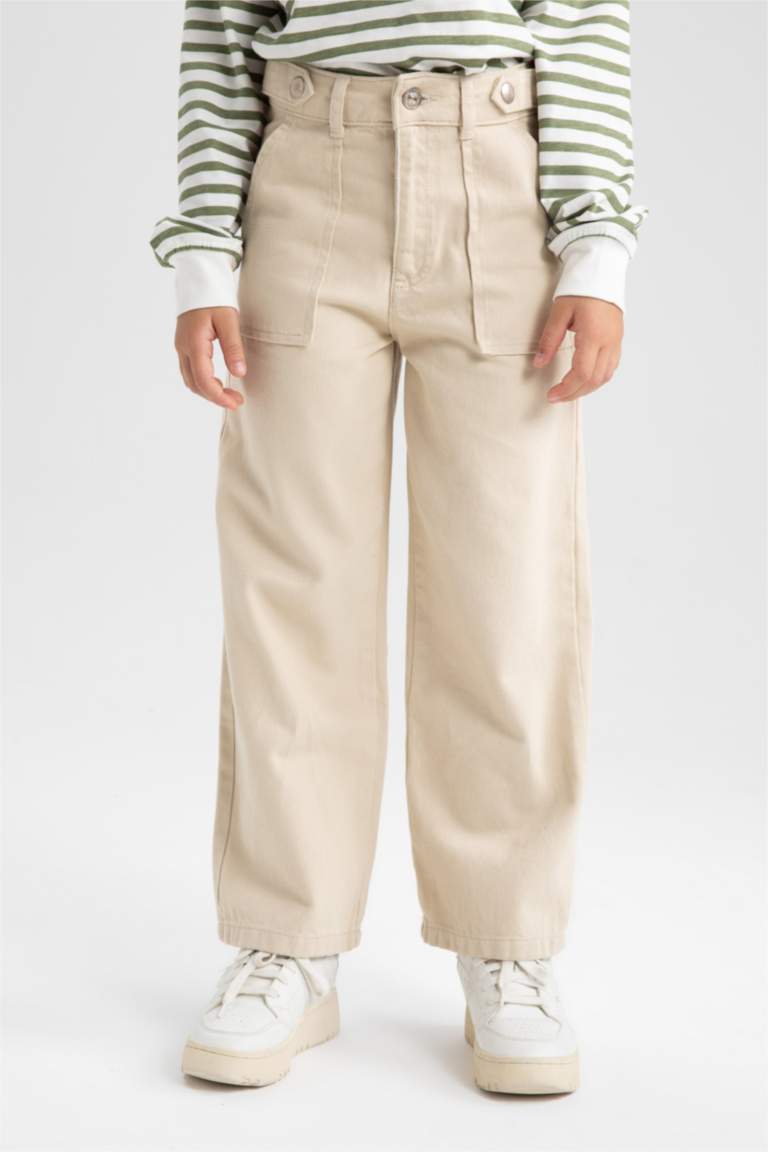 Girl Wide Leg Wide Leg Cotton Trousers