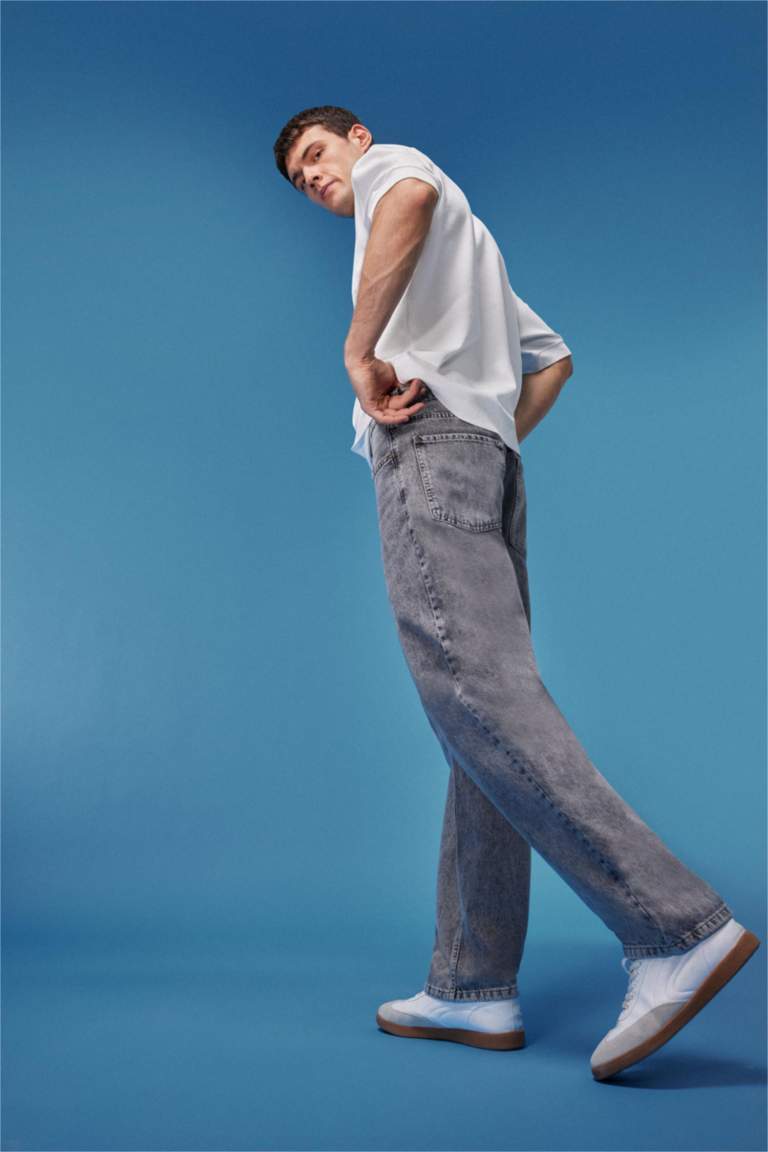 Baggy Geniş Kalıp Normal Bel Geniş Paça Jean Pantolon