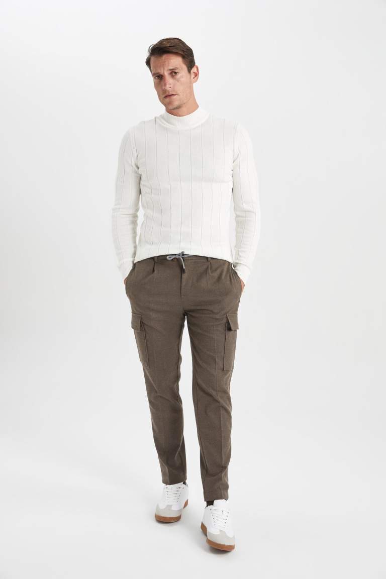 jogger Regular Hem With Cargo Pocket Wool Look Trousers