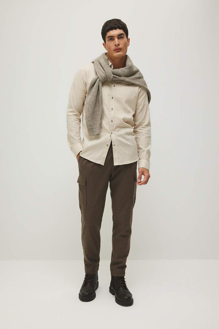 jogger Regular Hem With Cargo Pocket Wool Look Trousers