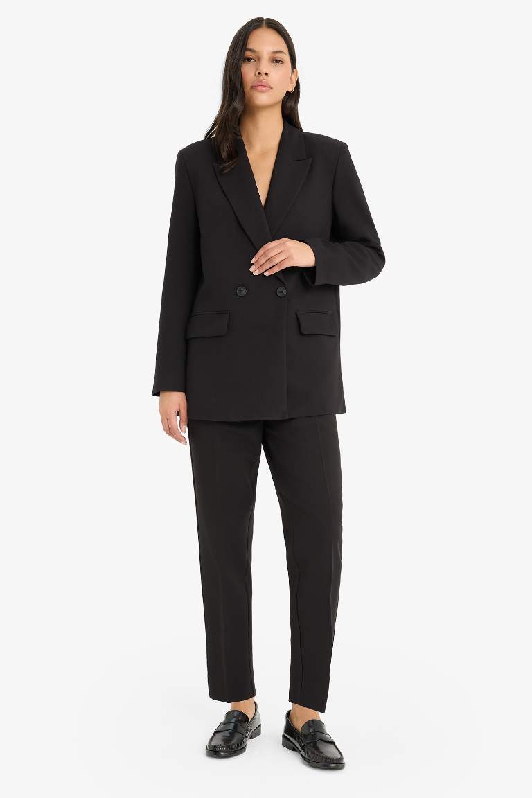Slim Fit High Waist Crop Leg Trousers