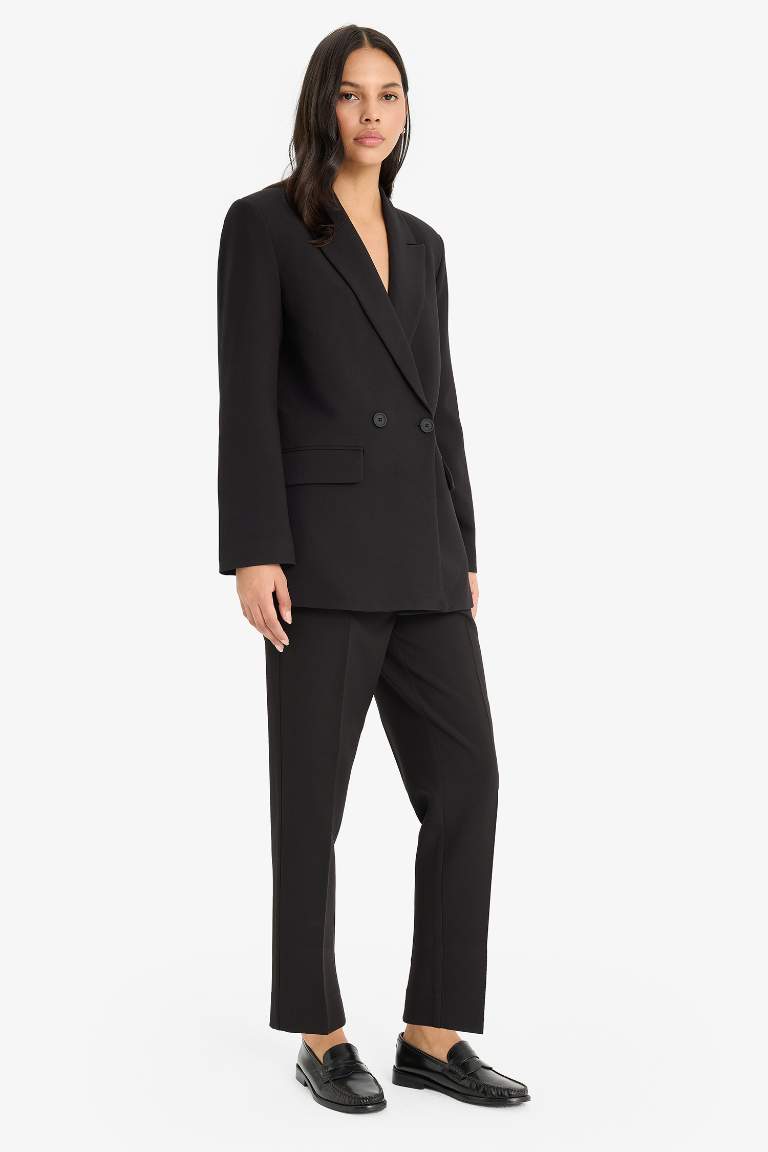 Slim Fit High Waist Crop Leg Trousers