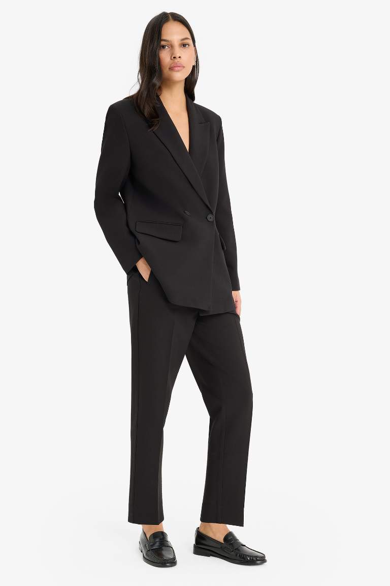 Slim Fit High Waist Crop Leg Trousers