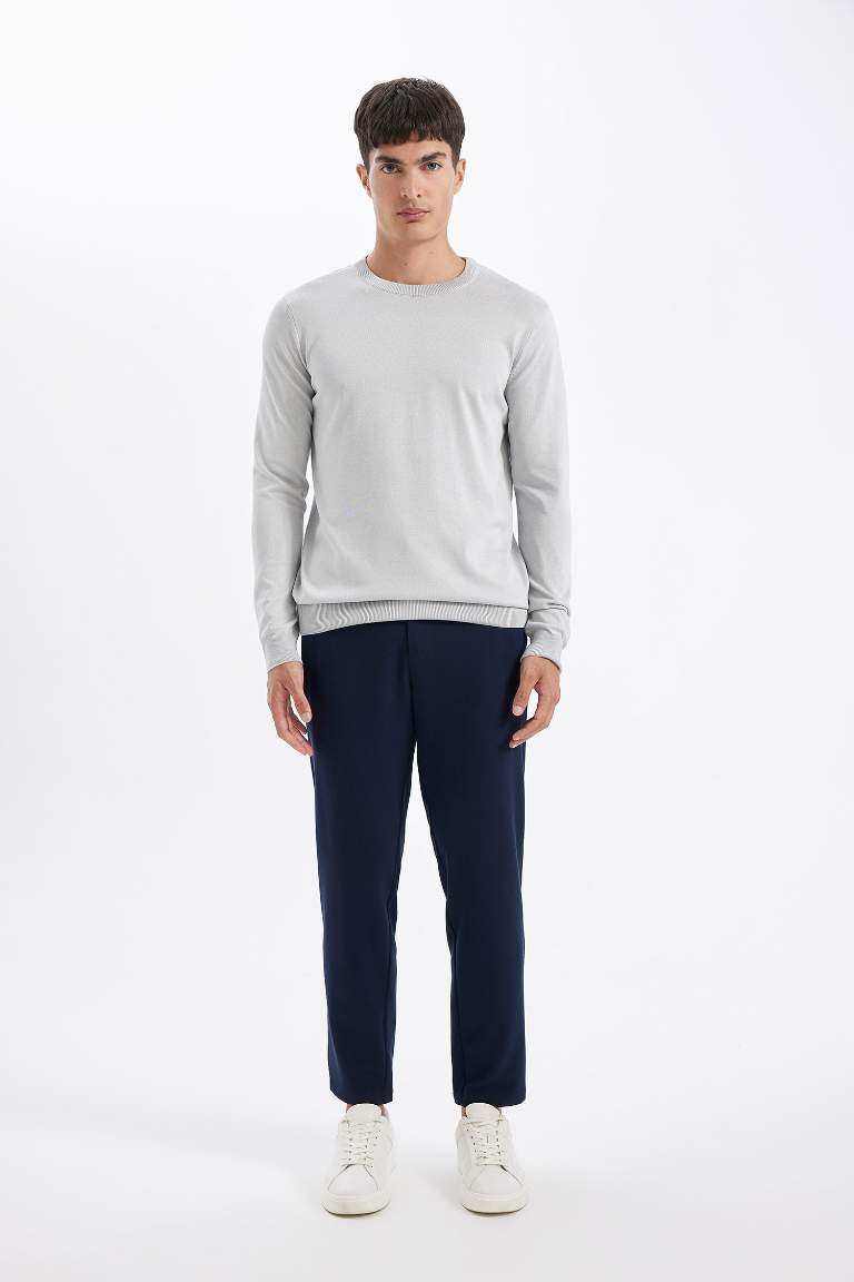 Standard Fit Crew Neck Basic Knitted Comfortable Pullover