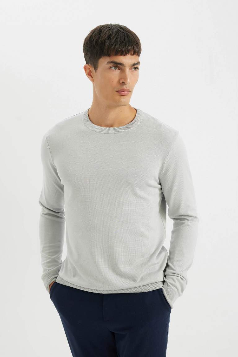 Standard Fit Crew Neck Basic Knitted Comfortable Pullover