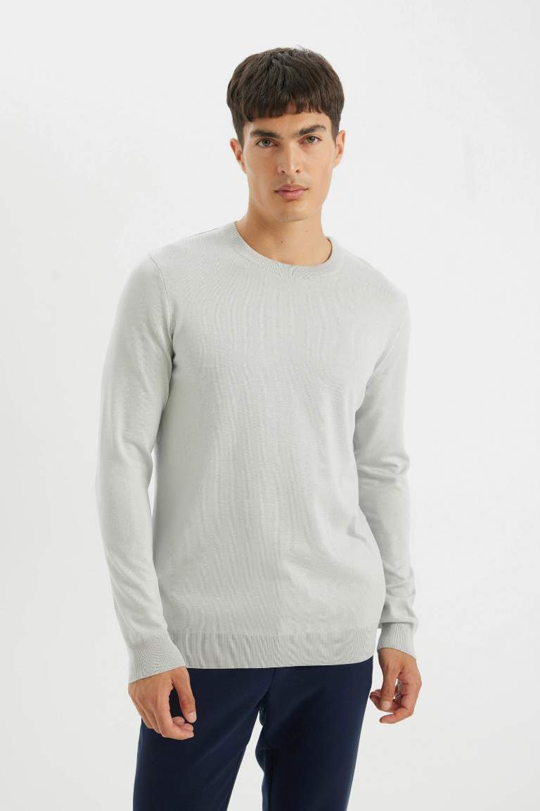 Standard Fit Crew Neck Basic Knitted Comfortable Pullover