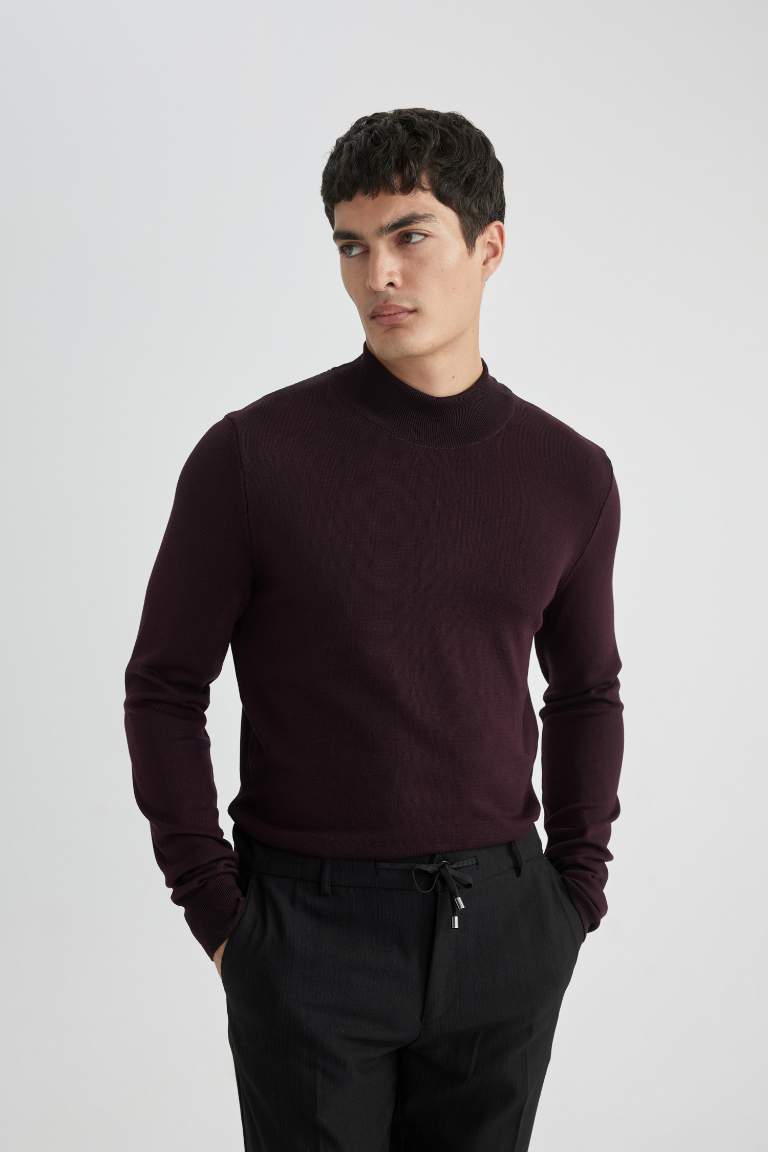 Regular Fit Half Turtleneck Basic Knitted Pullover