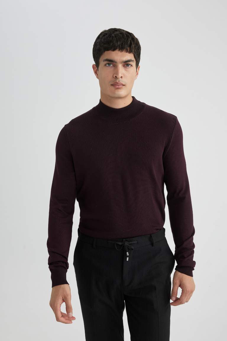 Regular Fit Half Turtleneck Basic Knitted Pullover