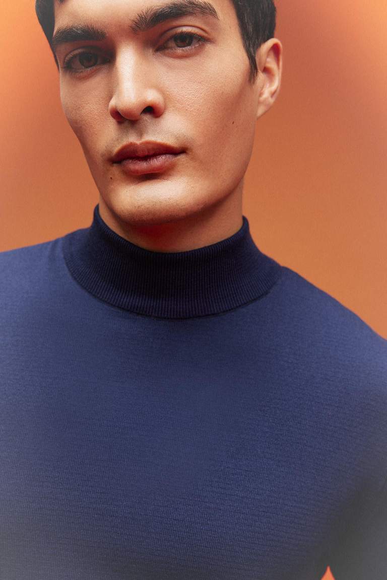 Regular Fit Half Turtleneck Basic Knitted Pullover