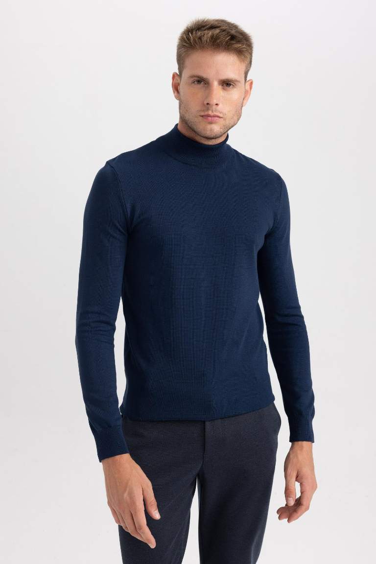 Regular Fit Half Turtleneck Basic Knitted Pullover