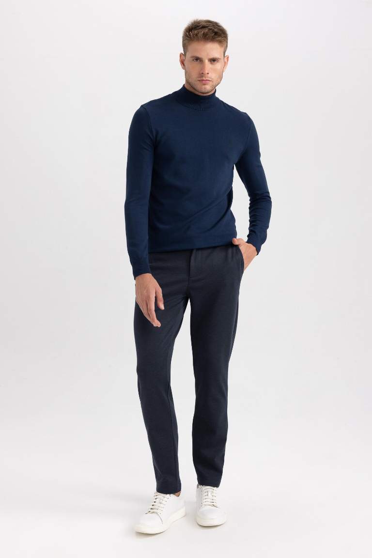 Regular Fit Half Turtleneck Basic Knitted Pullover