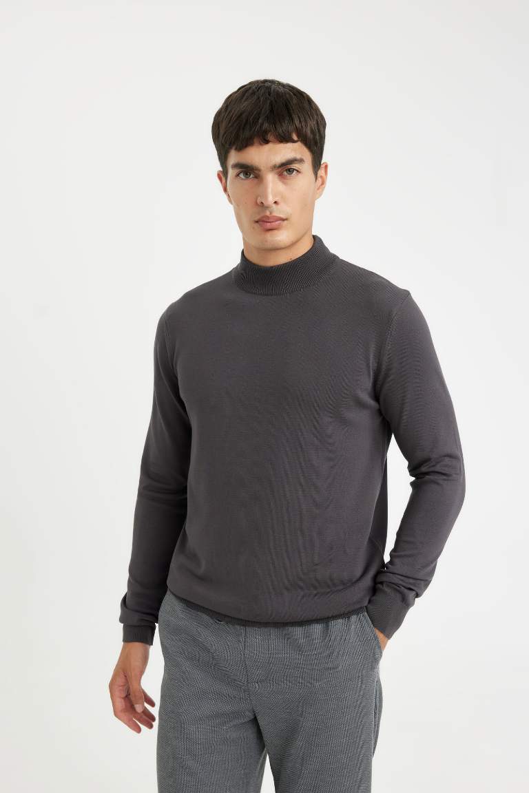 Standard Fit Half Turtleneck Basic Knitted Pullover