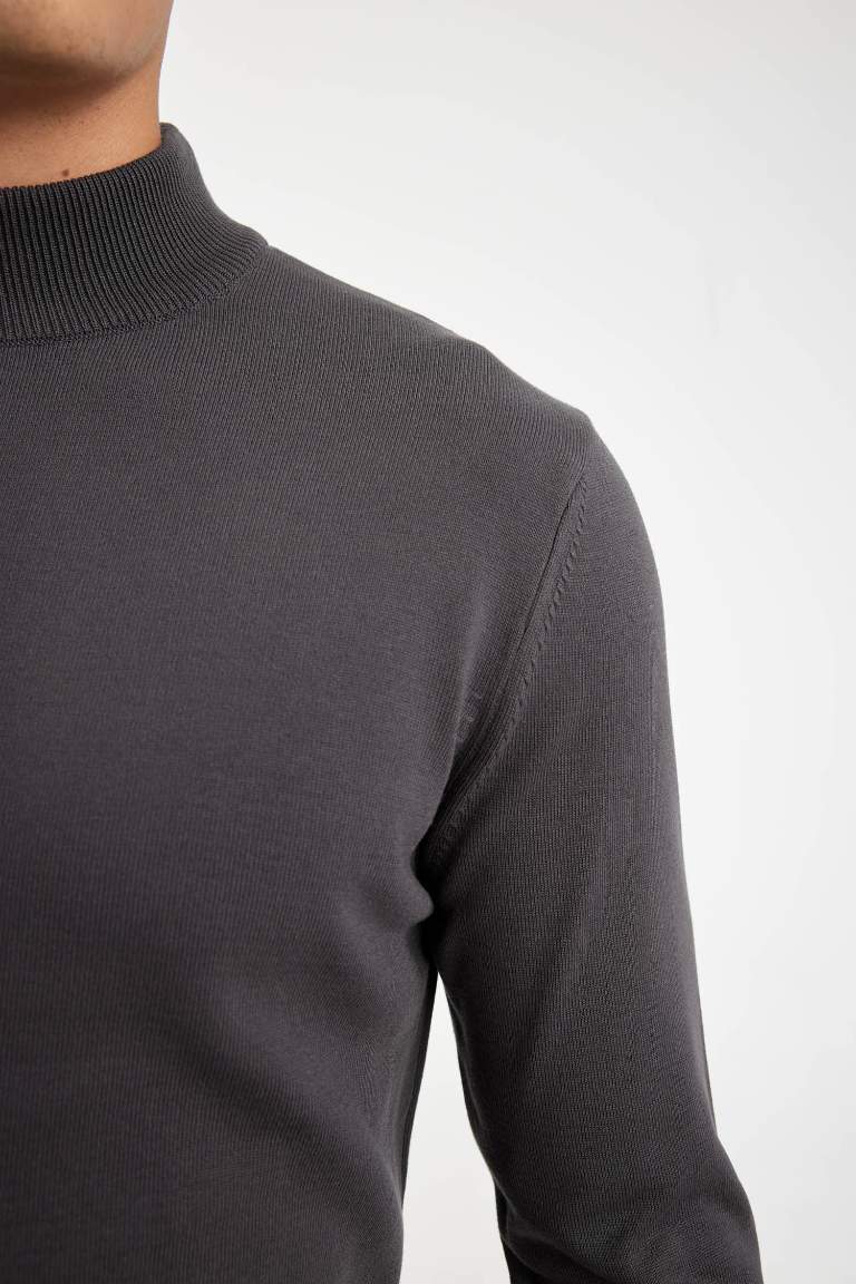 Standard Fit Half Turtleneck Basic Knitted Pullover