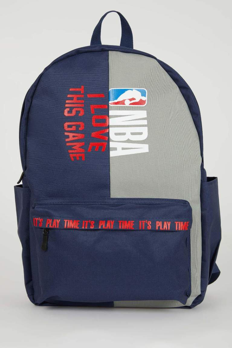 Unisex NBA Wordmark Spor Baskılı Su İtici Kumaş Okul Çantası