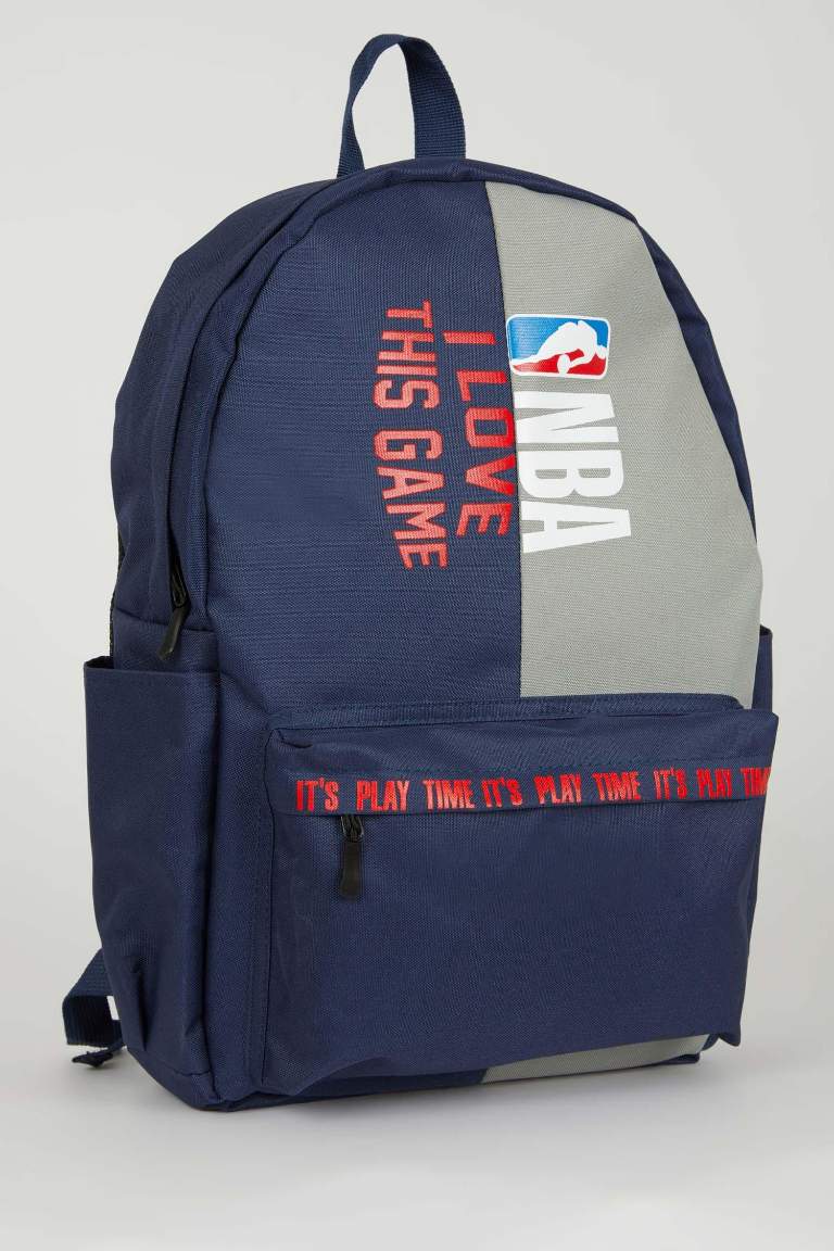 Unisex NBA Wordmark Spor Baskılı Su İtici Kumaş Okul Çantası