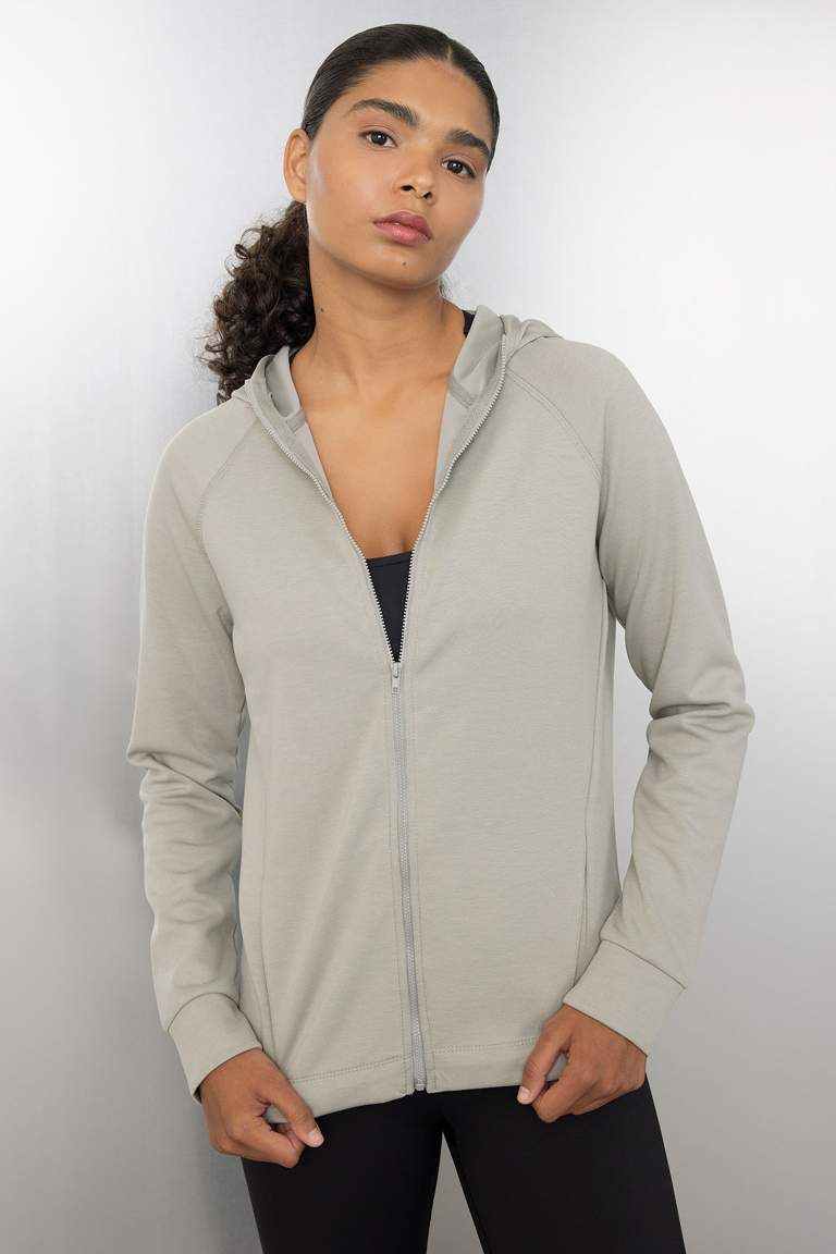 DeFactoFit Standard Fit Zippered Scuba Fabric Cardigan