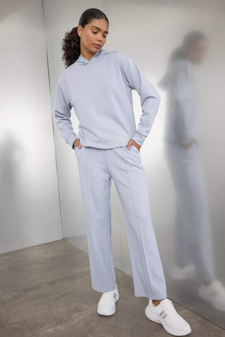 DeFactoFit Sporcu Jogger İnce Eşofman Altı Basic Düz Standart Fit Geniş Paça Skuba Dalgıç Kumaş