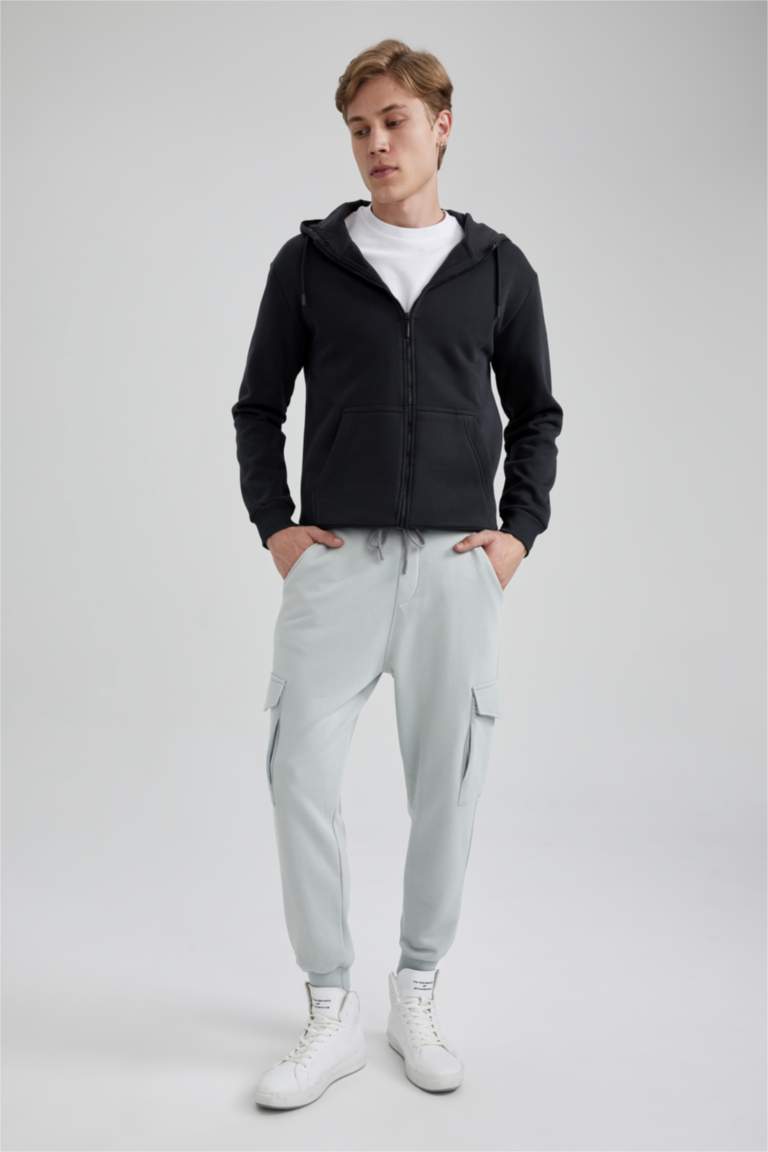 Regular Fit Rib Hem With Cargo Pocket Trousers