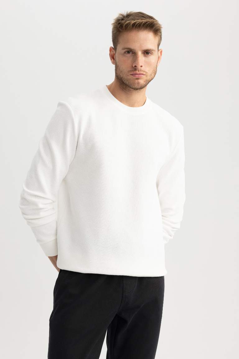 Regular Fit Bisiklet Yaka %100 Pamuk Basic Düz Sweatshirt