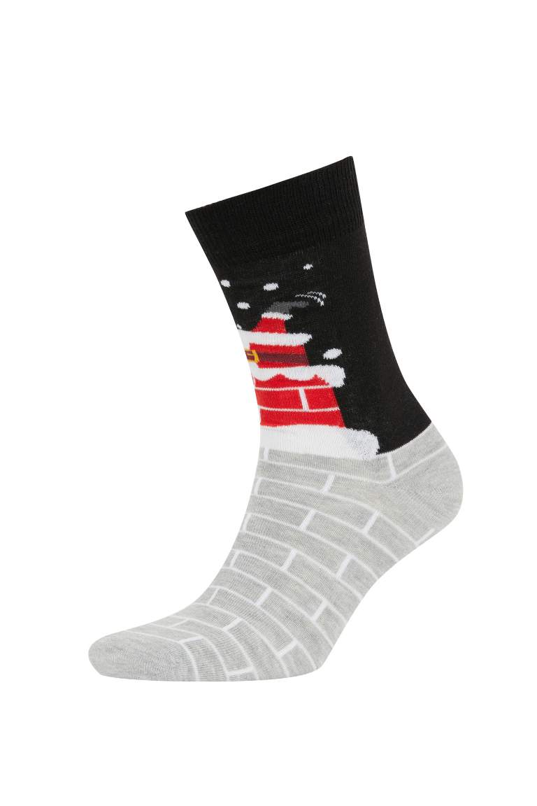 Men Christmas Themed 2 Piece Cotton Long Socks