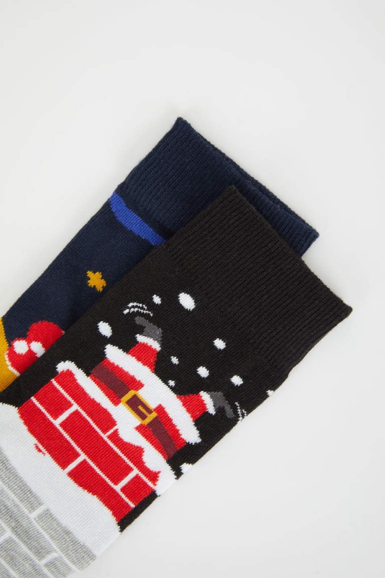 Men Christmas Themed 2 Piece Cotton Long Socks