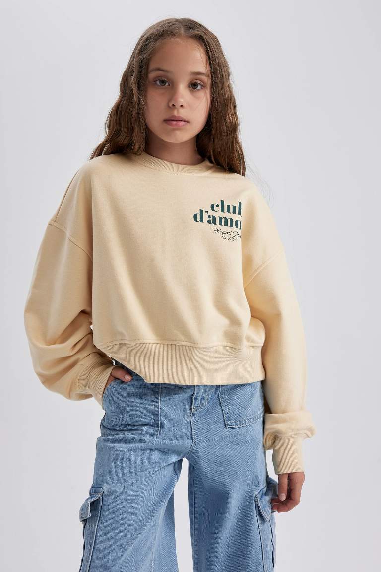 Girl Oversize Fit Printed Sweatshirt