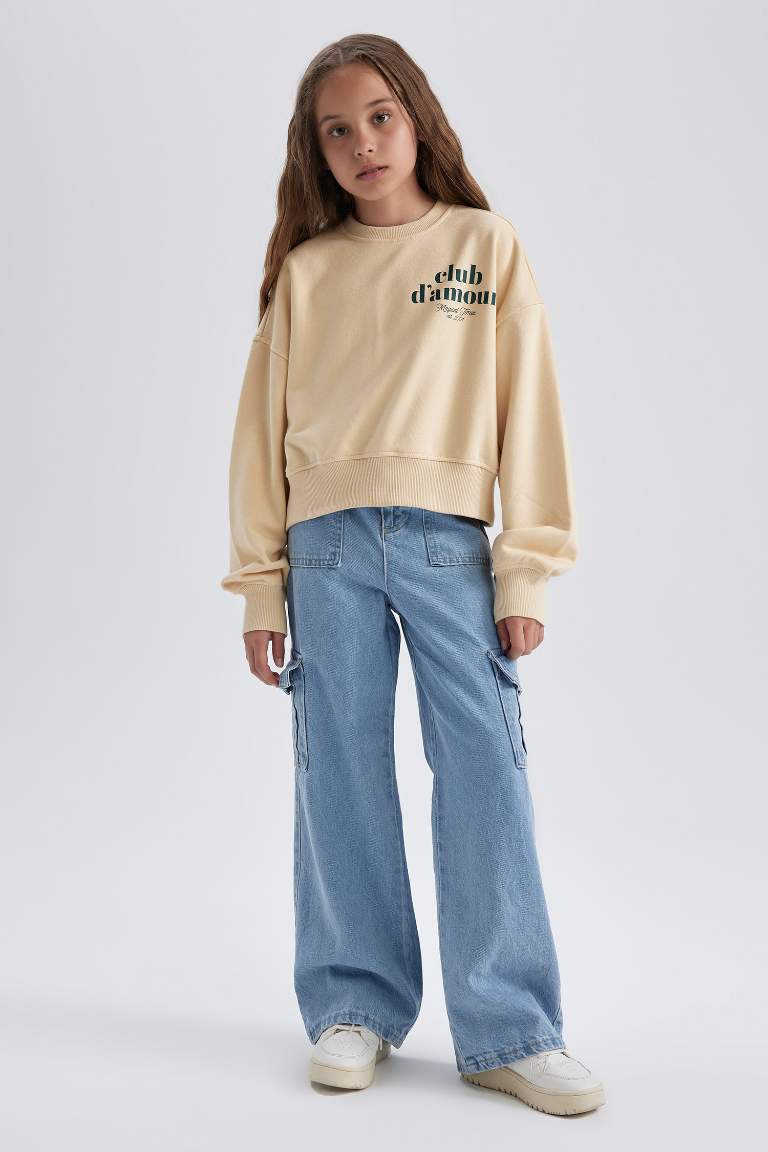 Girl Oversize Fit Printed Sweatshirt