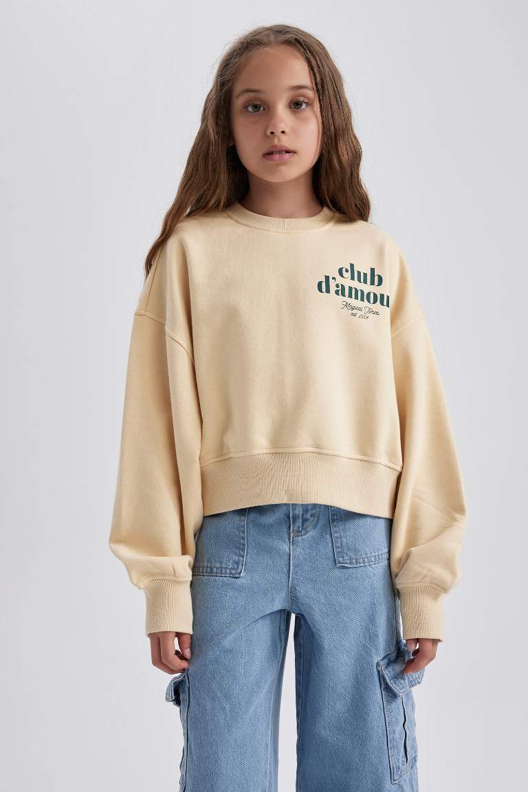 Girl Oversize Fit Printed Sweatshirt