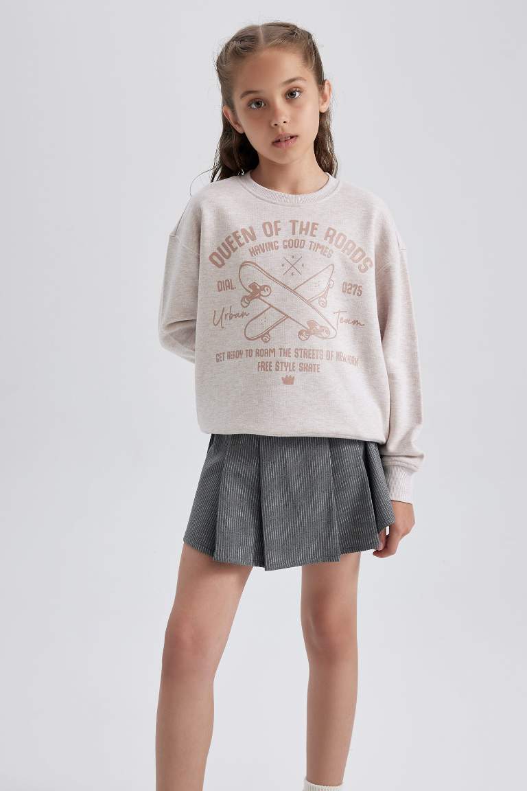 Sweat- Shirt Coupe Régulière Col Rond Pour Fille