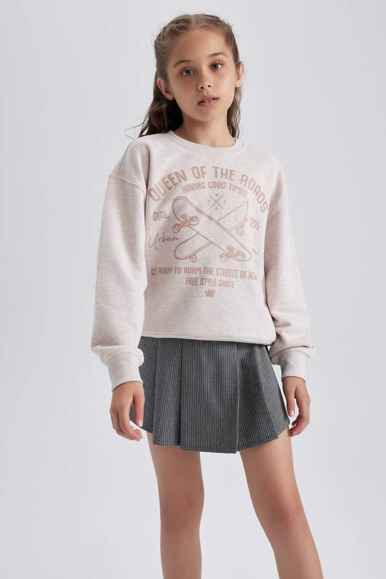 Sweat- Shirt Coupe Régulière Col Rond Pour Fille