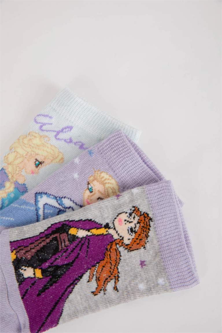 Kız Çocuk Frozen 3'lü Pamuklu Patik Çorap