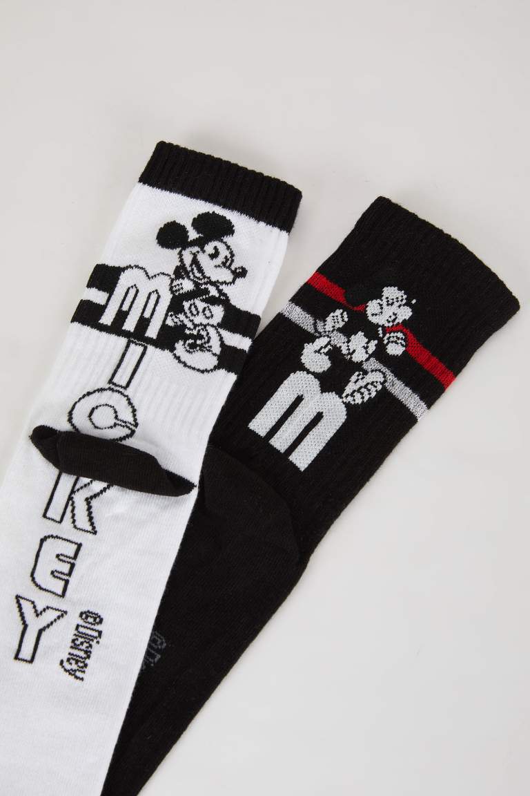 Chaussettes Longues Coton Imprimé Disney Mickey & Minnie Pour Femme - 2 Pièces