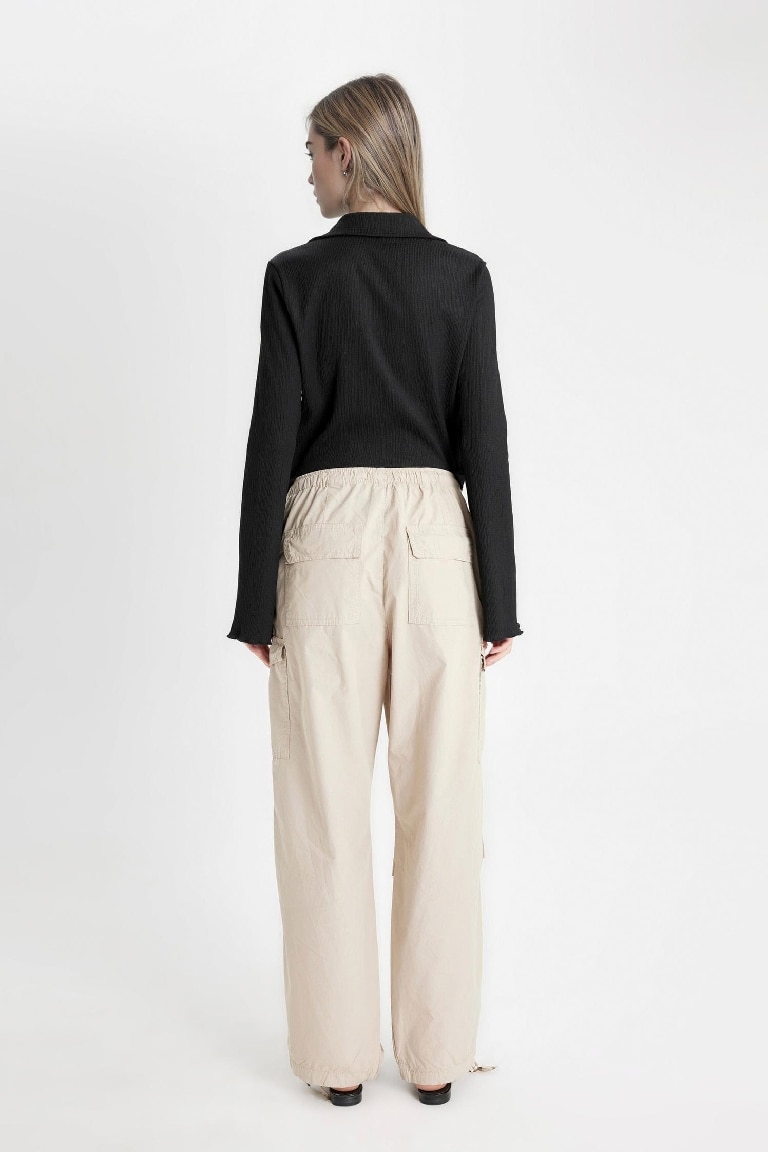 Coool Paraşüt Poplin Pantolon Basic Düz Cepli Beli Lastikli