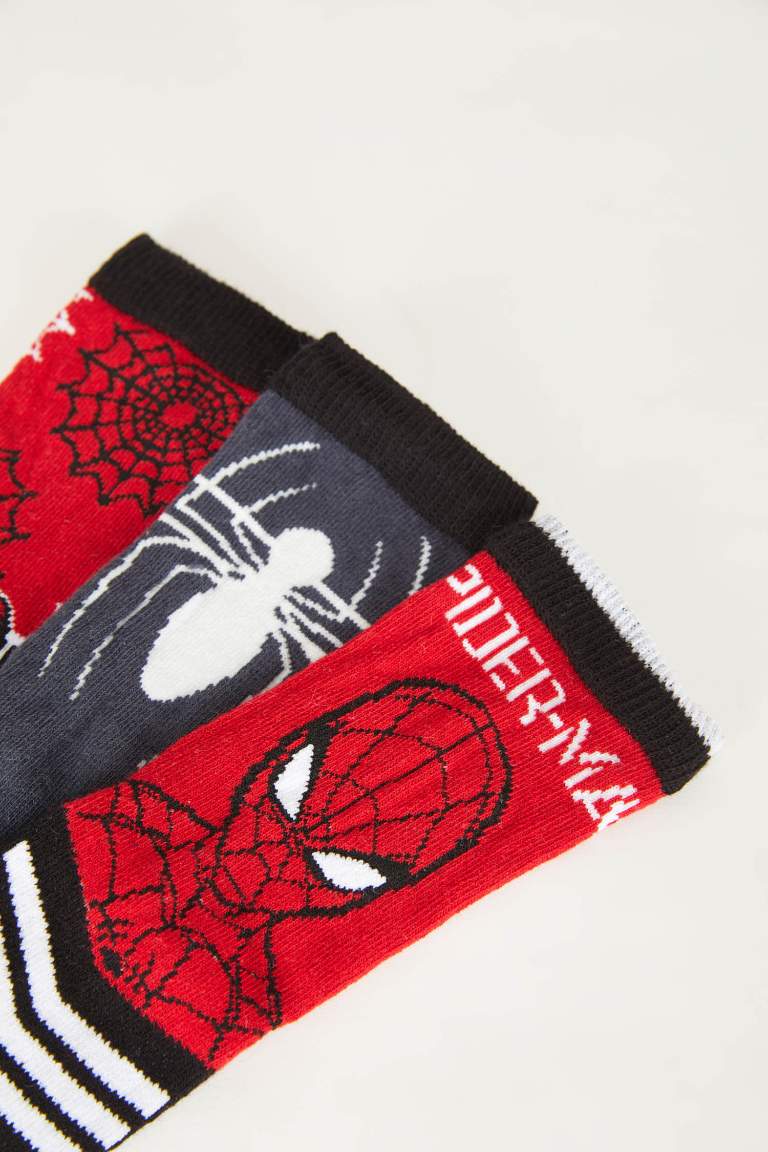 Boy Marvel Spiderman 3 Piece Cotton Long Socks