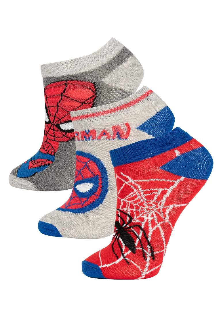 Erkek Çocuk Marvel Spiderman 3'lü Pamuklu Patik Çorap