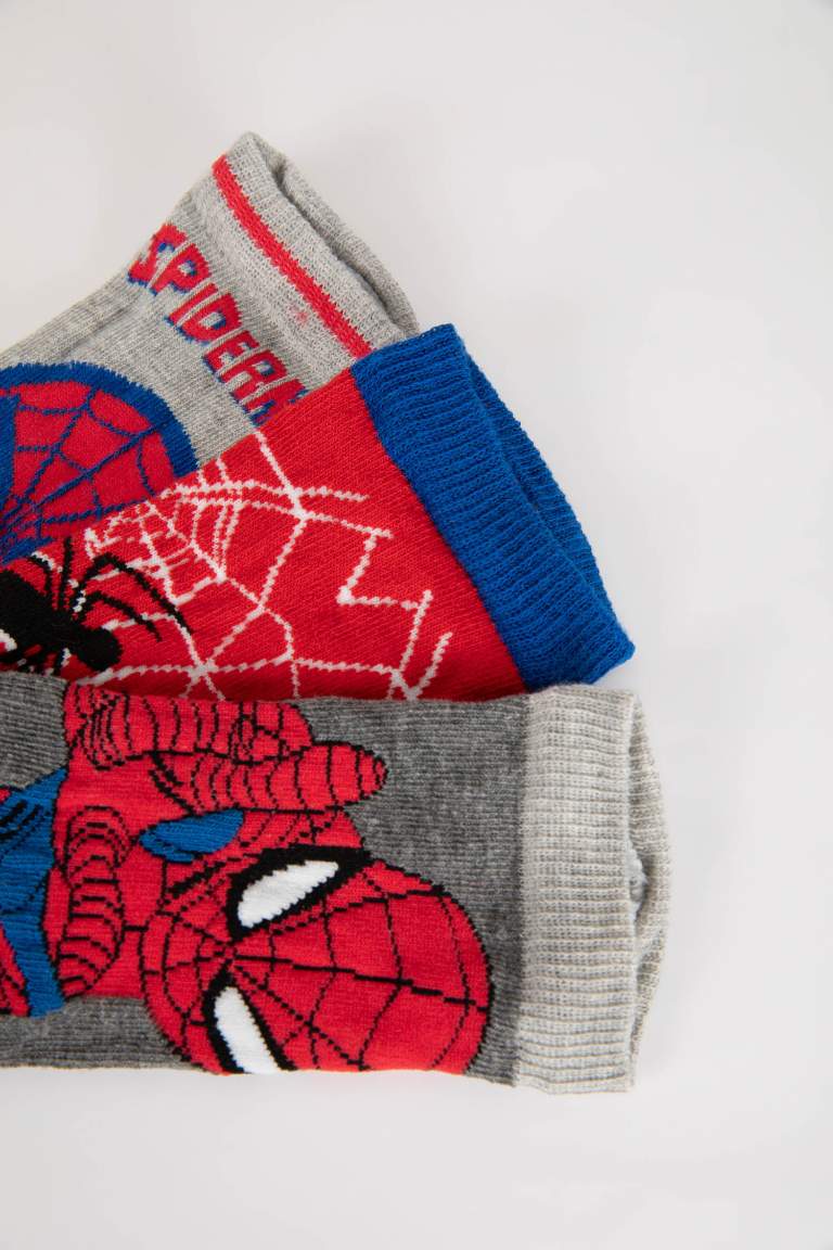 Erkek Çocuk Marvel Spiderman 3'lü Pamuklu Patik Çorap