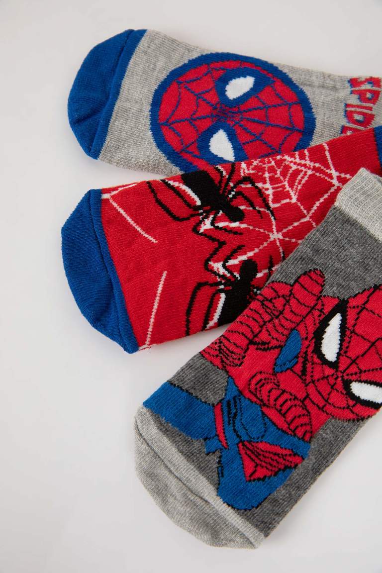 Erkek Çocuk Marvel Spiderman 3'lü Pamuklu Patik Çorap