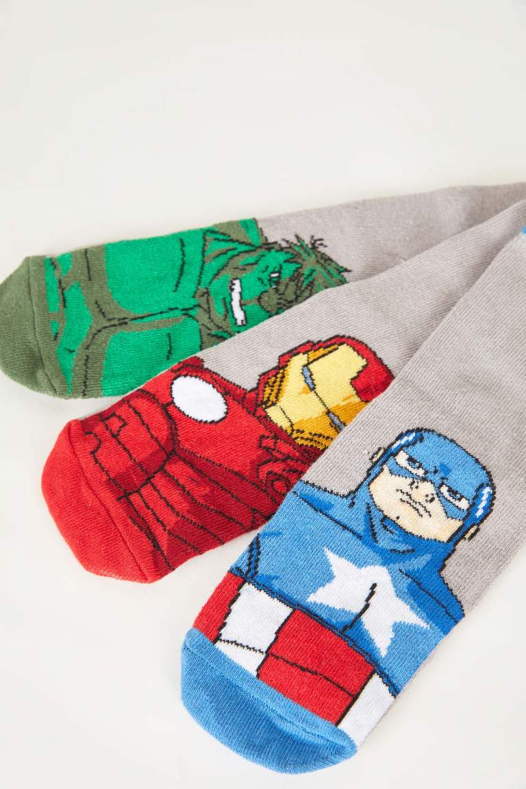 Boy Marvel Avengers 3 Piece Cotton Long Socks