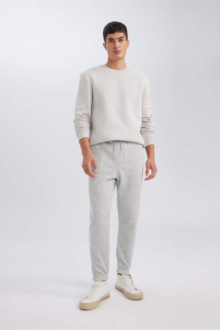 Standard Fit Rib Hem Fleece Pocket Thick Sweatshirt Fabric Sweatpants