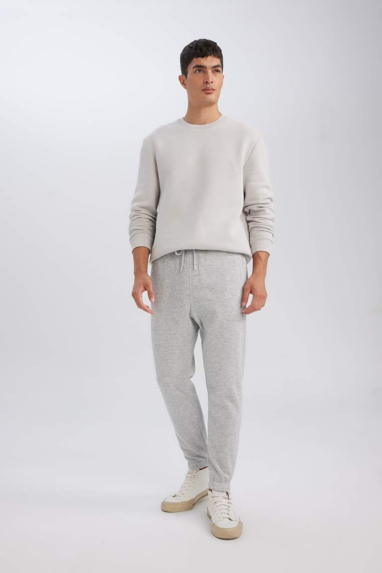 Standard Fit Rib Hem Fleece Pocket Thick Sweatshirt Fabric Sweatpants