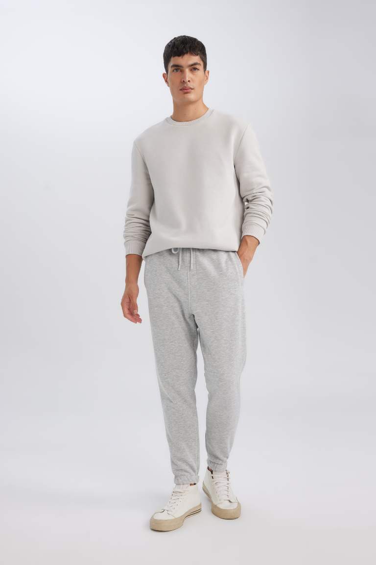 Standard Fit Rib Hem Fleece Pocket Thick Sweatshirt Fabric Sweatpants