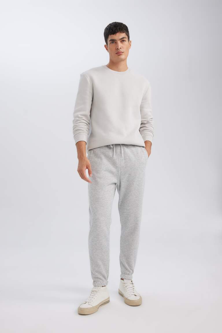 Standard Fit Rib Hem Fleece Pocket Thick Sweatshirt Fabric Sweatpants