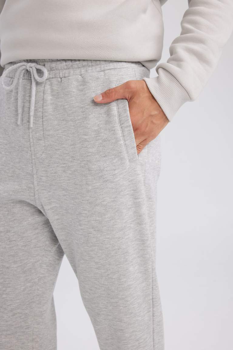 Standard Fit Rib Hem Fleece Pocket Thick Sweatshirt Fabric Sweatpants