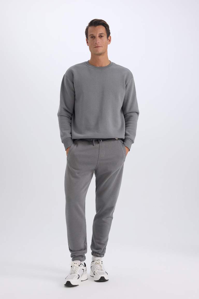 Jogger Eşofman Altı Standart Fit Basic Düz Beli Bağcıklı Lastikli Paça Cepli