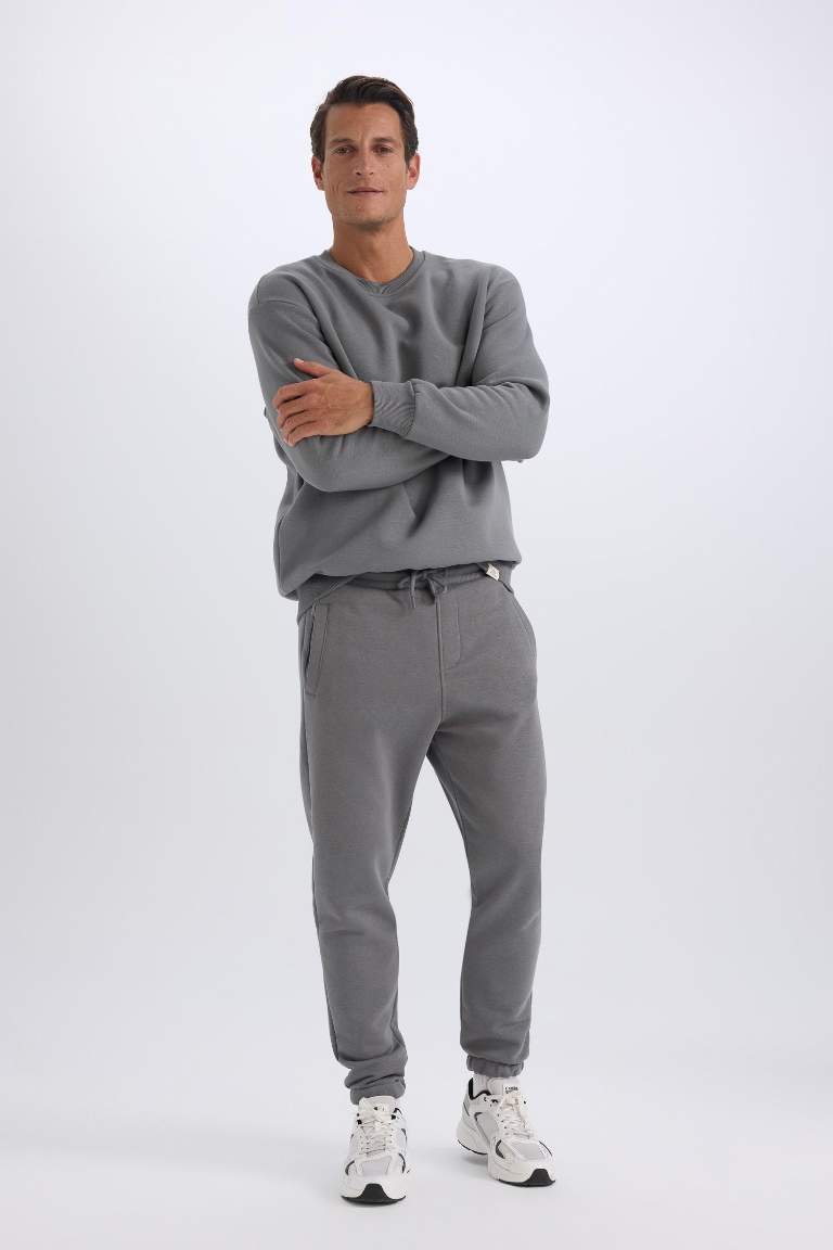 Jogger Eşofman Altı Standart Fit Basic Düz Beli Bağcıklı Lastikli Paça Cepli