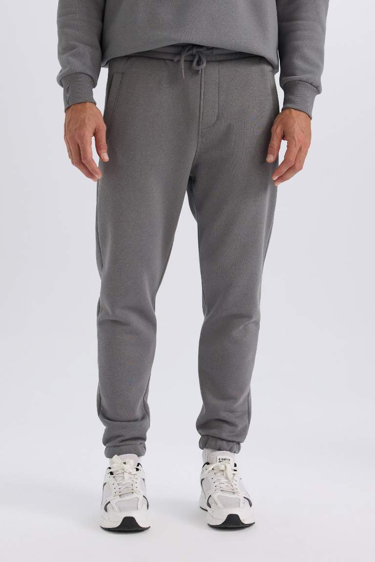 Jogger Eşofman Altı Standart Fit Basic Düz Beli Bağcıklı Lastikli Paça Cepli