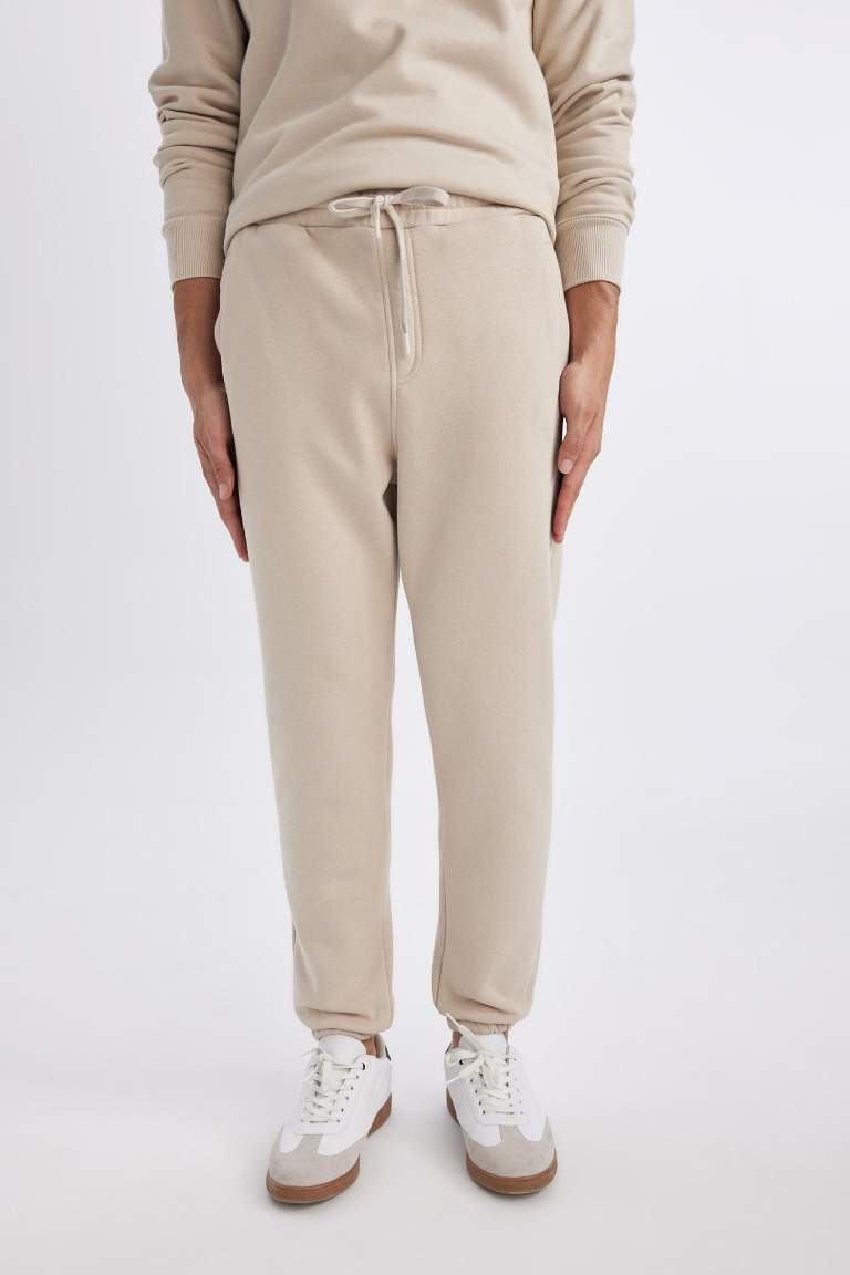 Jogger Eşofman Altı Standart Fit Basic Düz Beli Bağcıklı Lastikli Paça Cepli