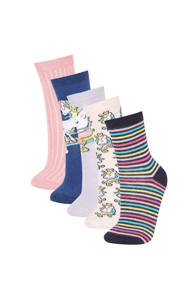 Girl 5 Piece Cotton Long Socks